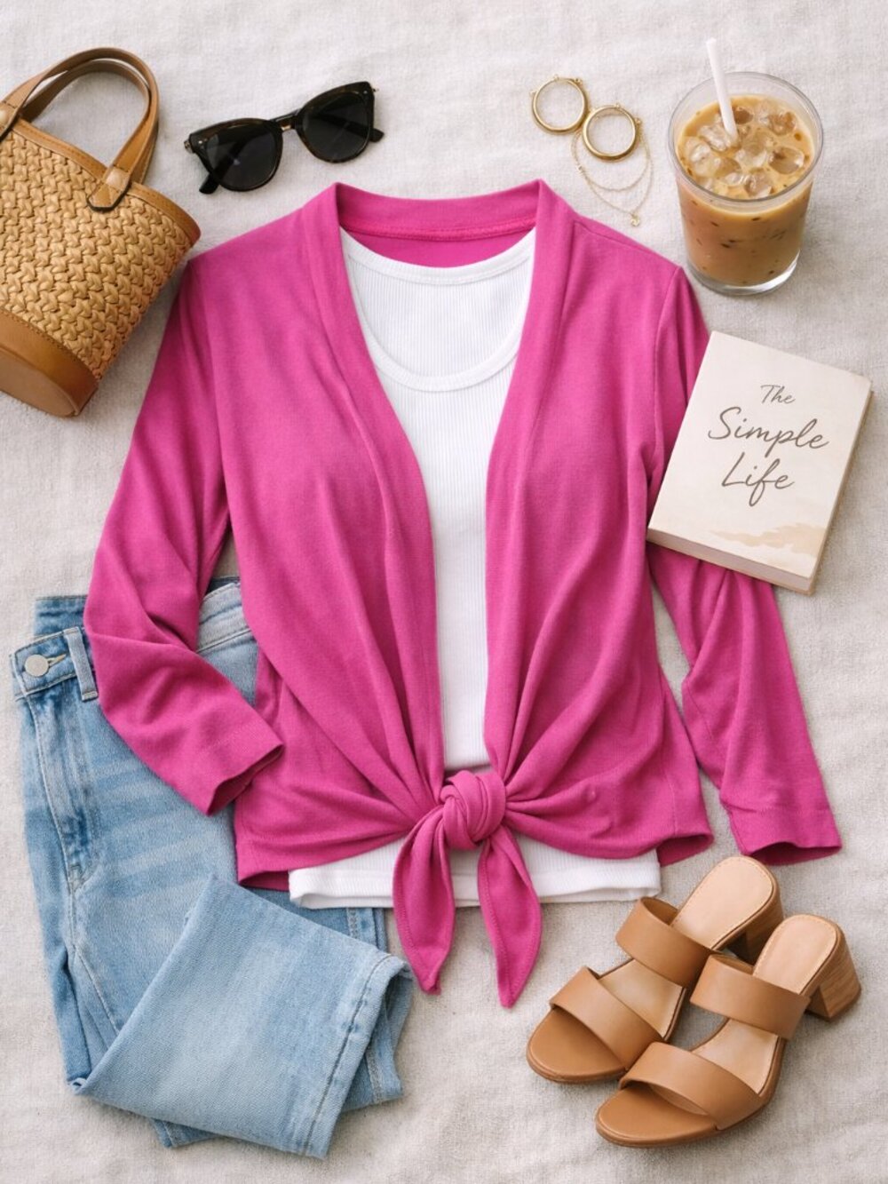 Weekenders Lightweight Pink  Long Sleeve Open Front Cardigan Cover Up Small